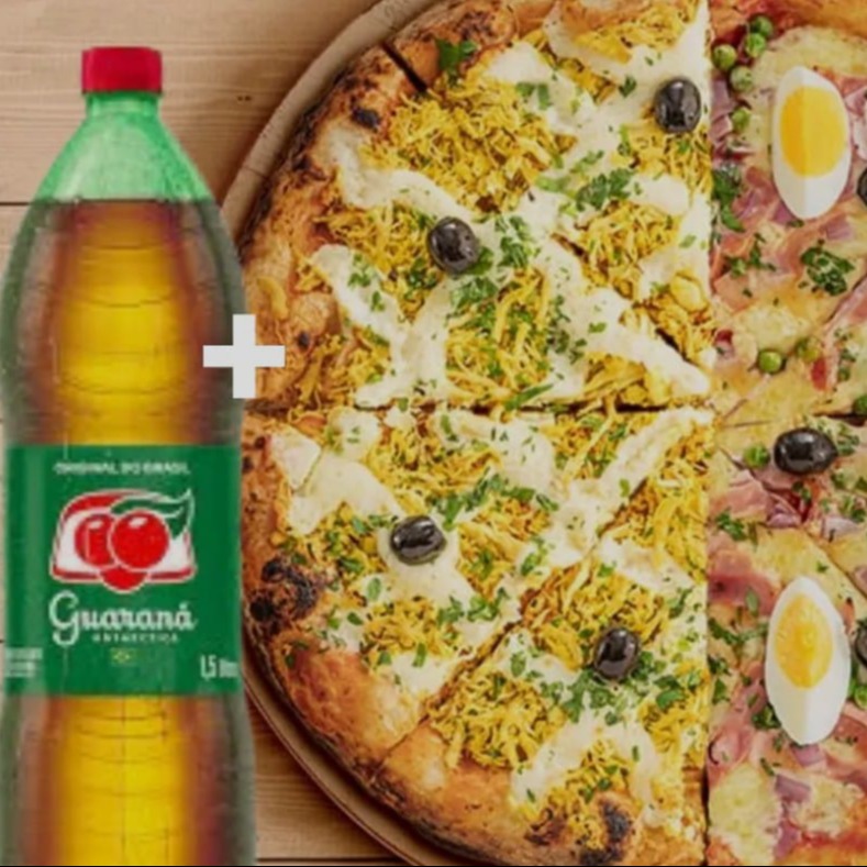 Combo Pizza Grande (35 cm) 8 pedaços +1 Guarana 1,5l Gratis