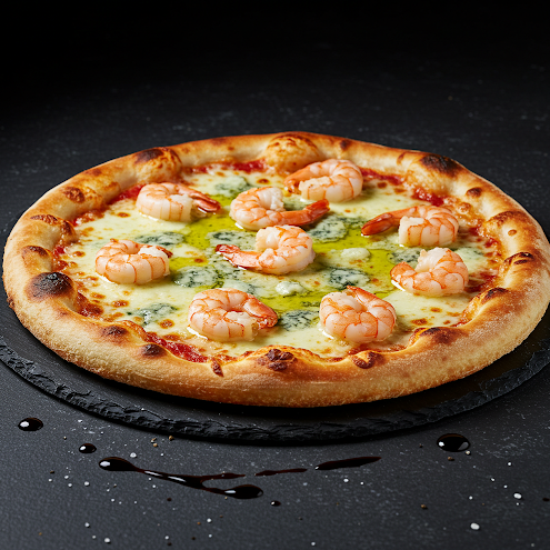 Pizza Camarao  c  Gorgonzola 12 Pedaços + Pizza Doce Gratis