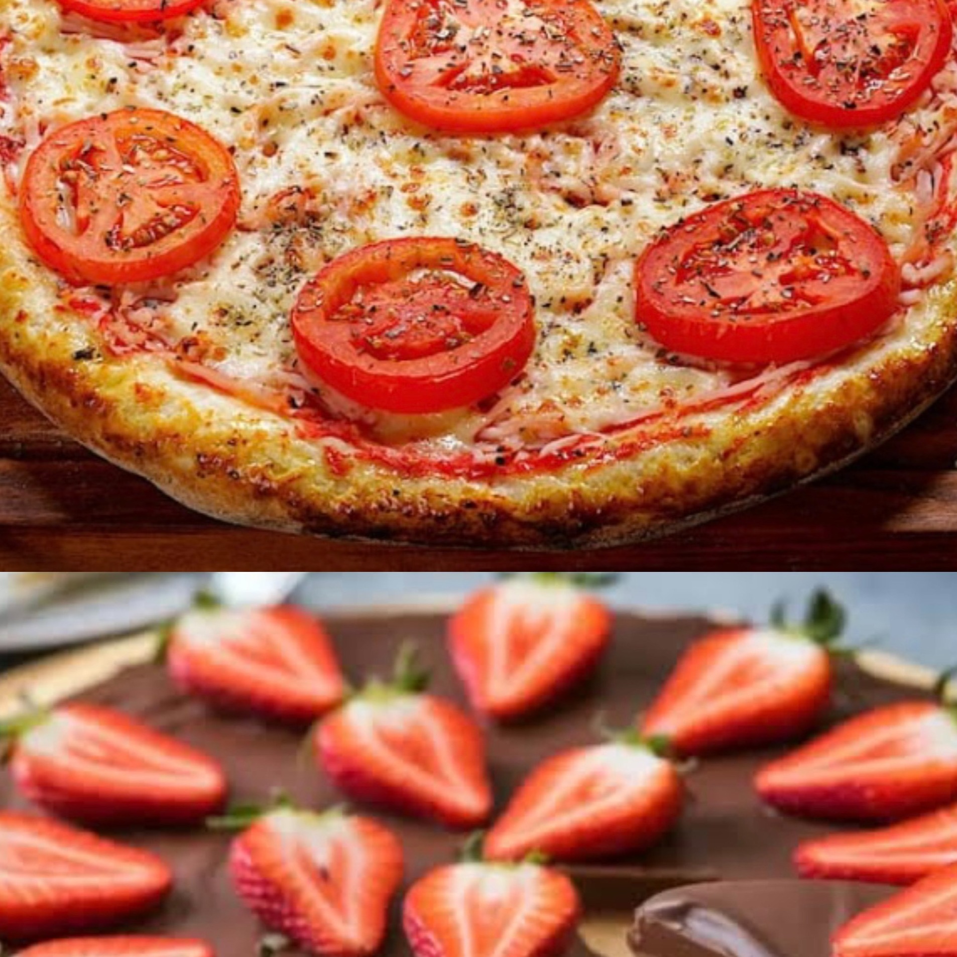 Combo Chocolate - Pizza Grande + Brotinho CHOCOLATE C/ MORANGOS