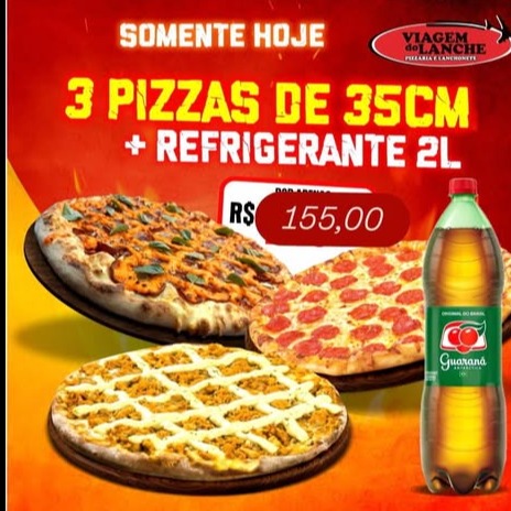 3 pizza de 35 cm + fanta guarana 2l