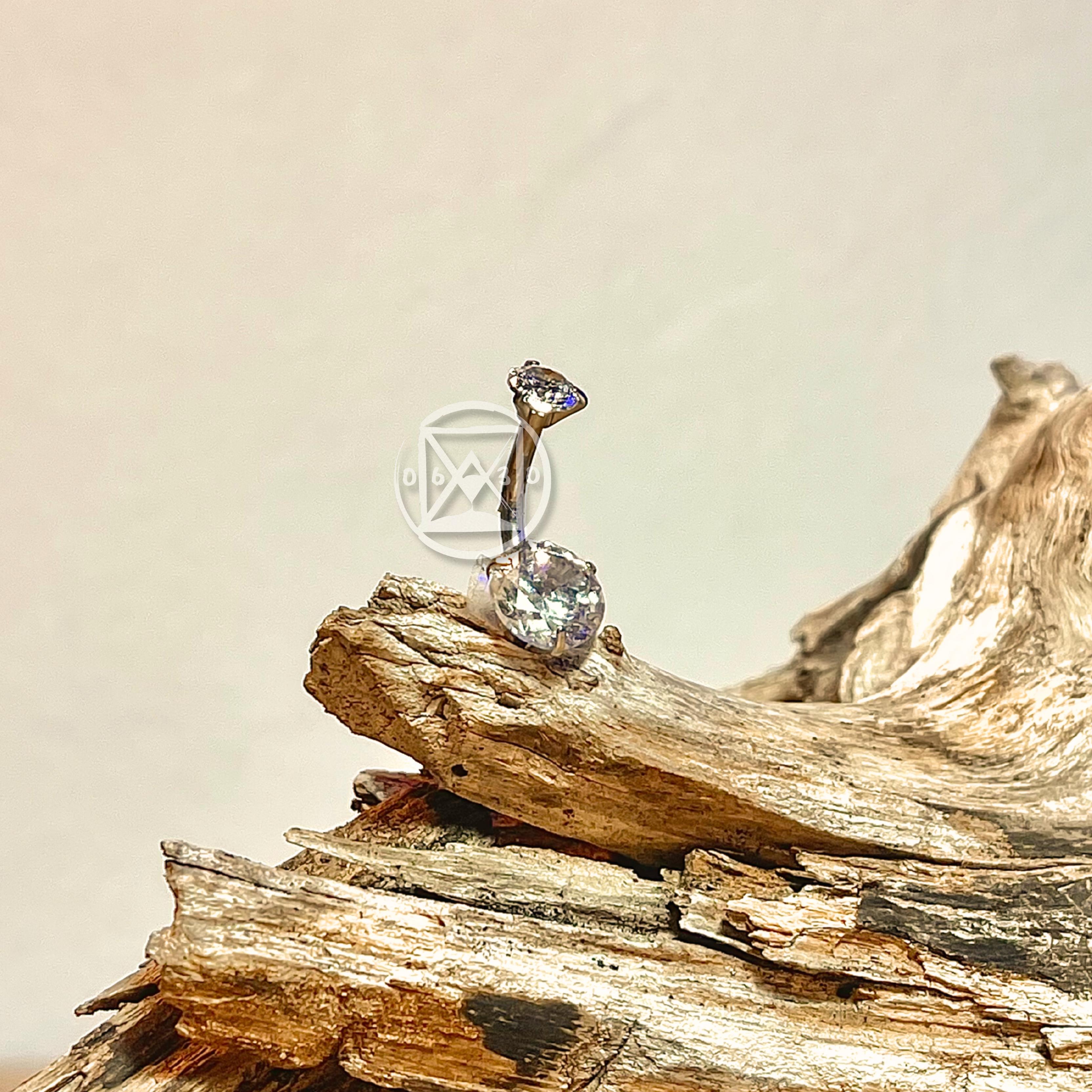 JÓIA AÇO UMBIGO PEDRA BRANCA - 1.6X10X4/6 UNID. 