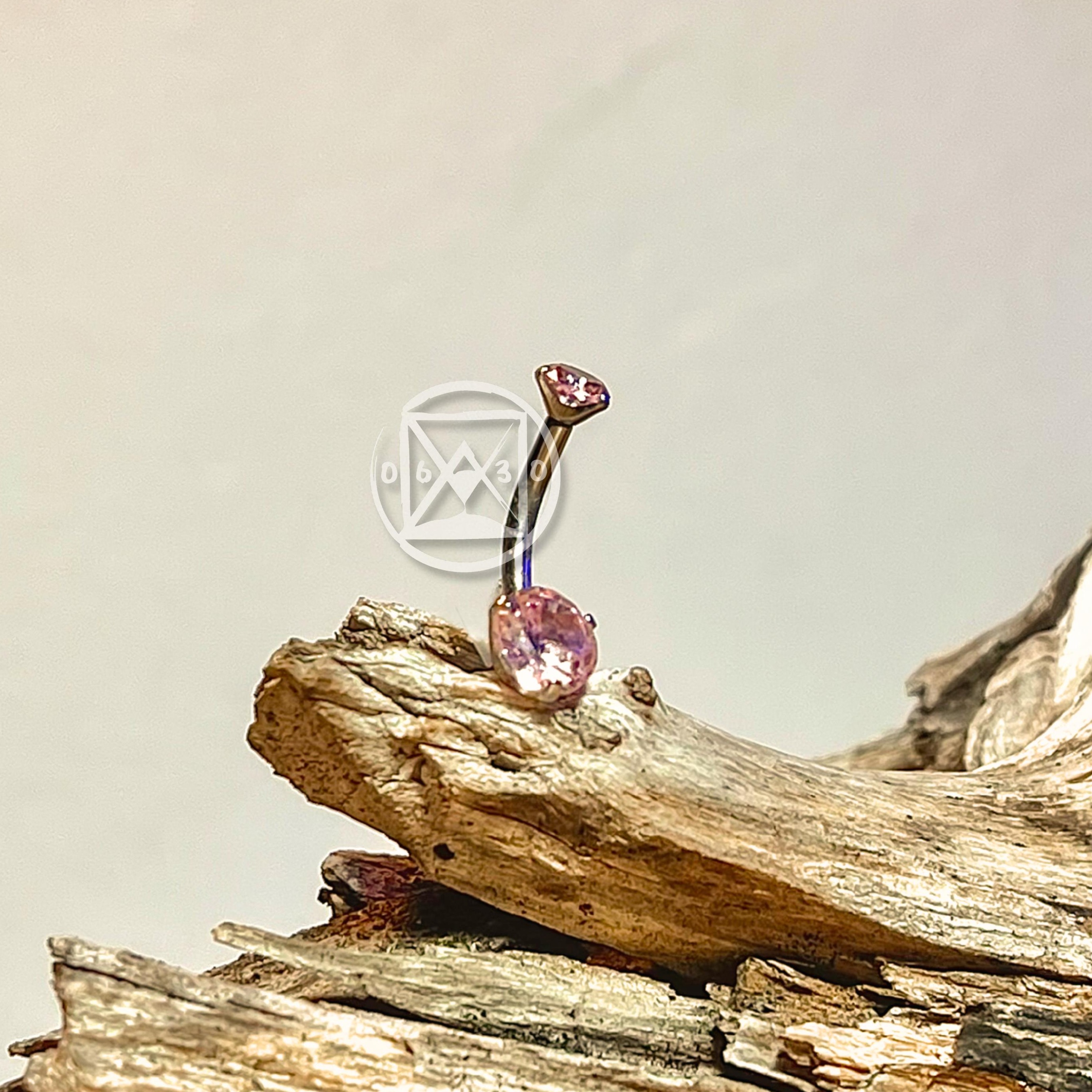 JÓIA AÇO P/ UMBIG. PEDRA ROSA - UNID