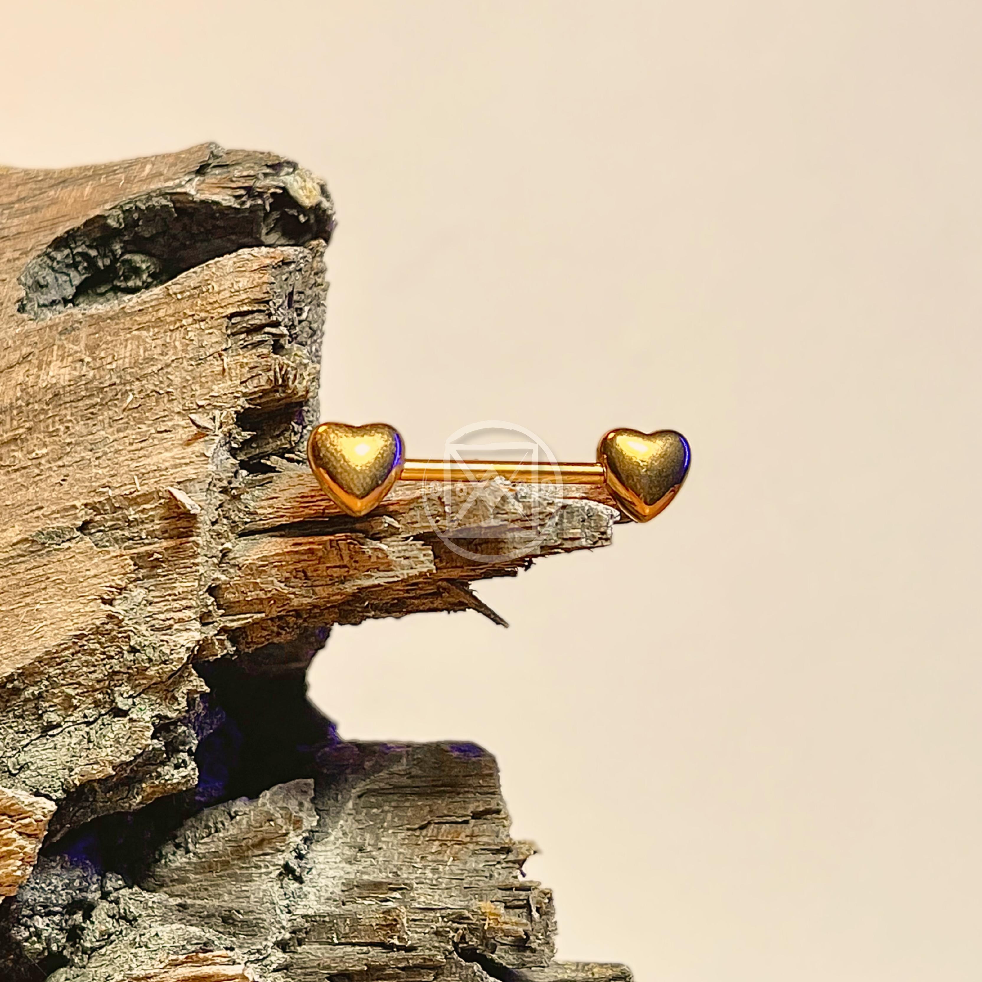 JÓIA AÇO PDV GOLD MAMILO PEDRA BRANCA CORACAO - 1.6X14 UNID.