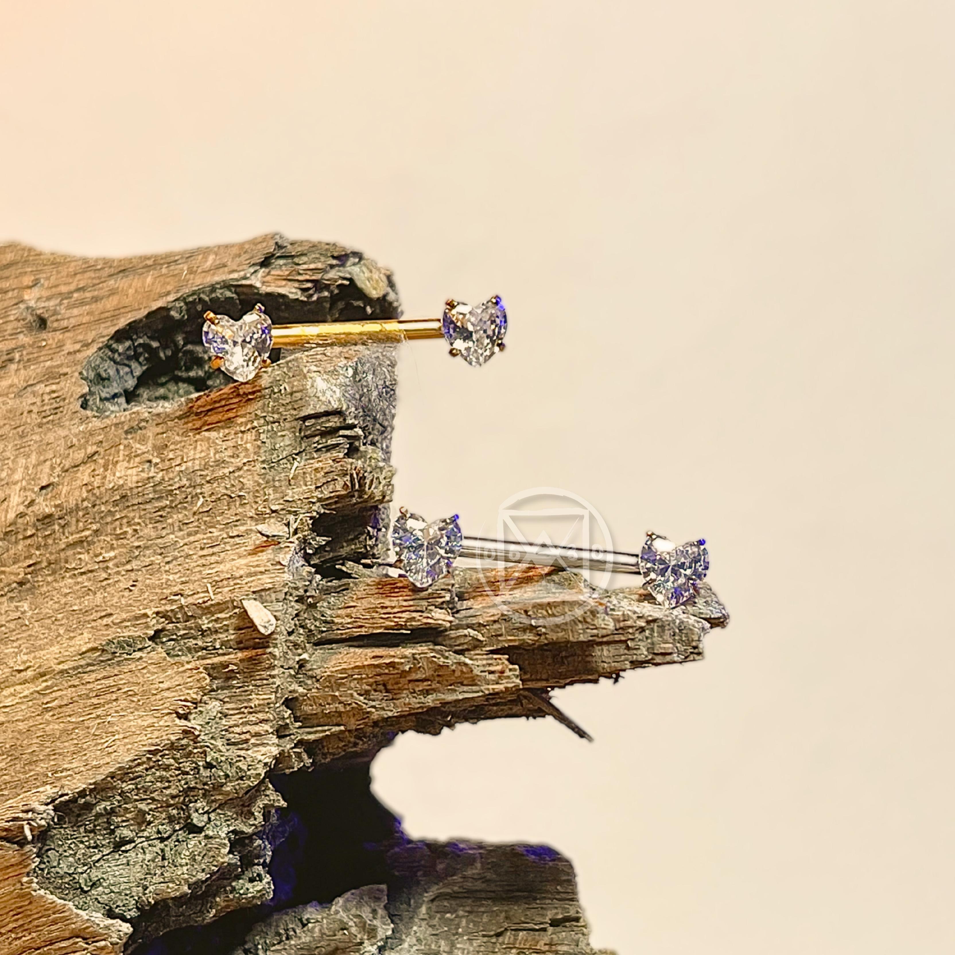 JÓIA AÇO MAMILO PEDRA BRANC. CORAÇÃO - 1.6X16 UNID