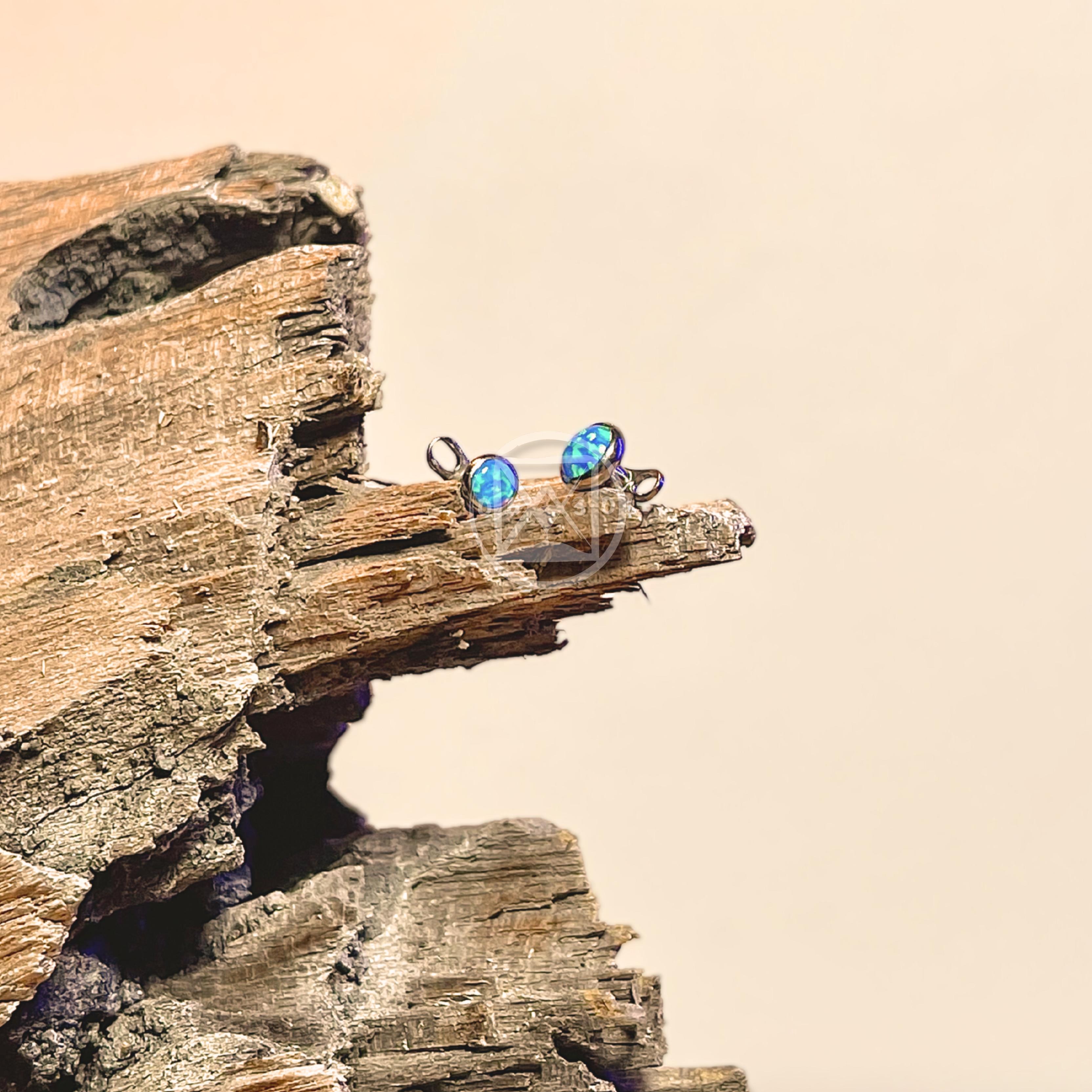 JÓIA TITÂNIO MIC. DERMAL OPALA AZUL - 4MM UNID