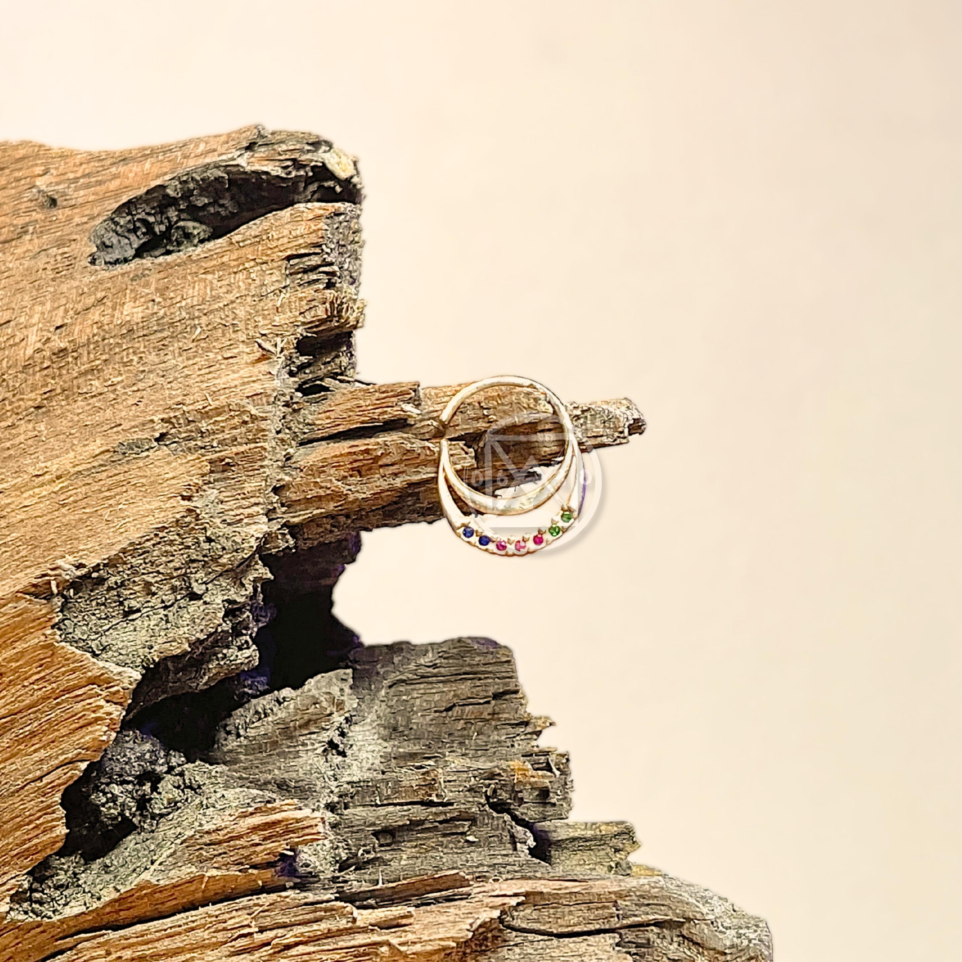 JÓIA PRATA CAPTIVE 2 FILEIRAS COLOR.- 11X15MM UNID.