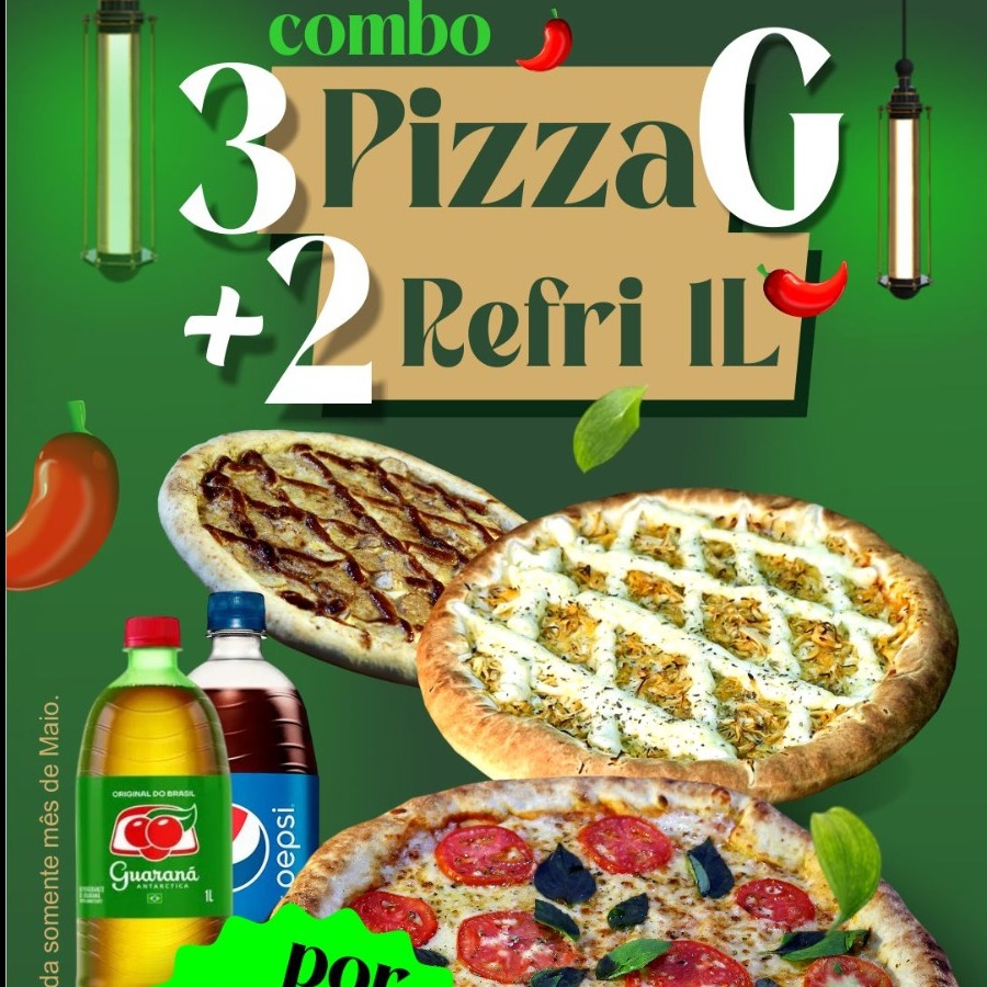 3 PIZZAS GRANDE E 2 REFRI