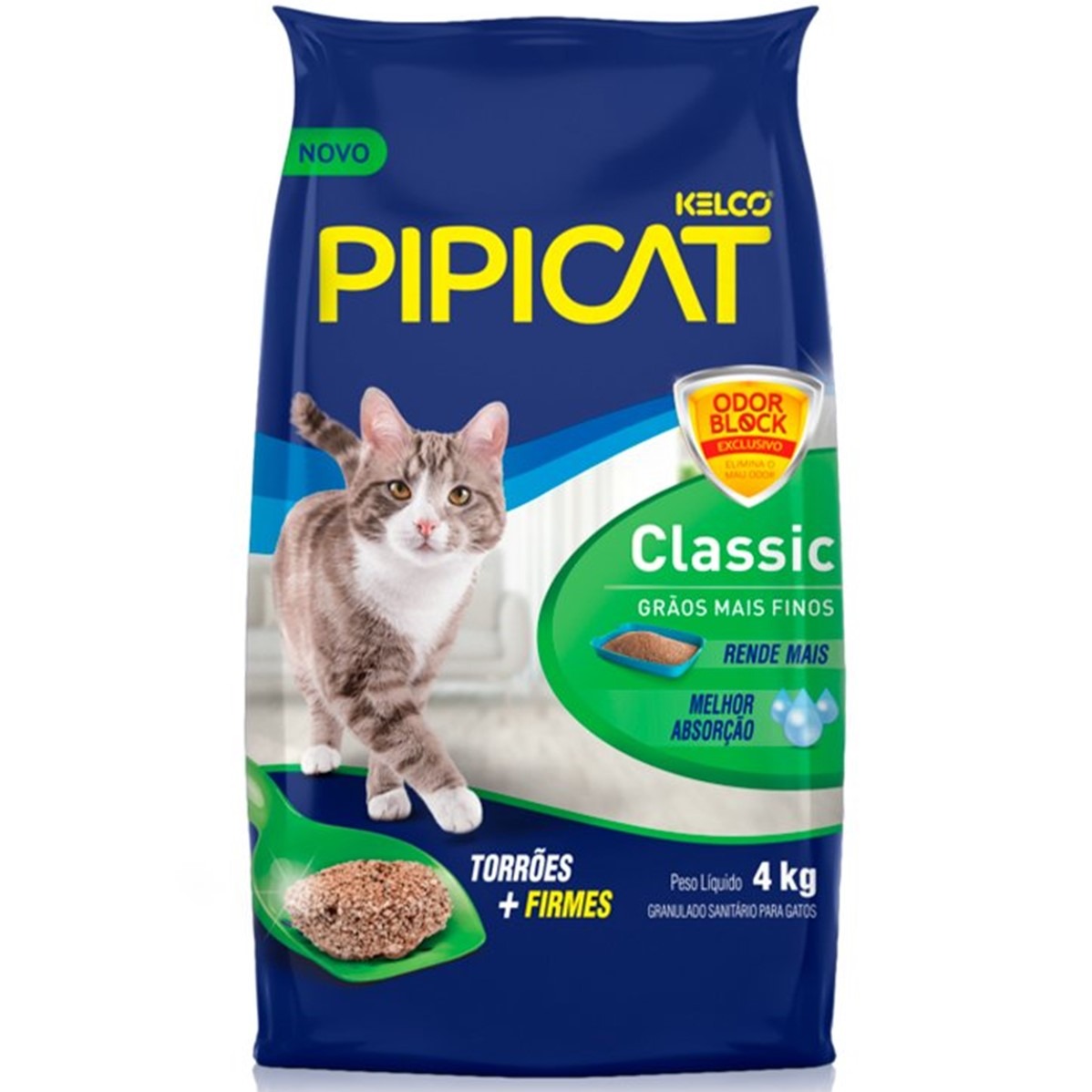 Areia Higiênica para Gatos Classic Pipicat Kelco 4kg