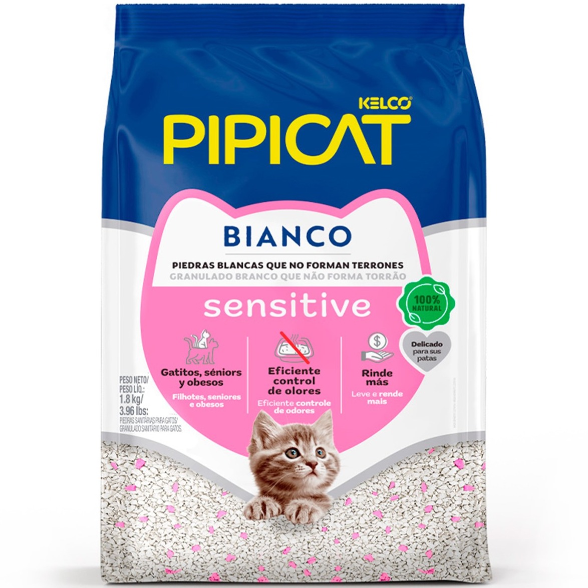 Granulado Sanitário Pipicat Bianco Sensitive 1,8kg