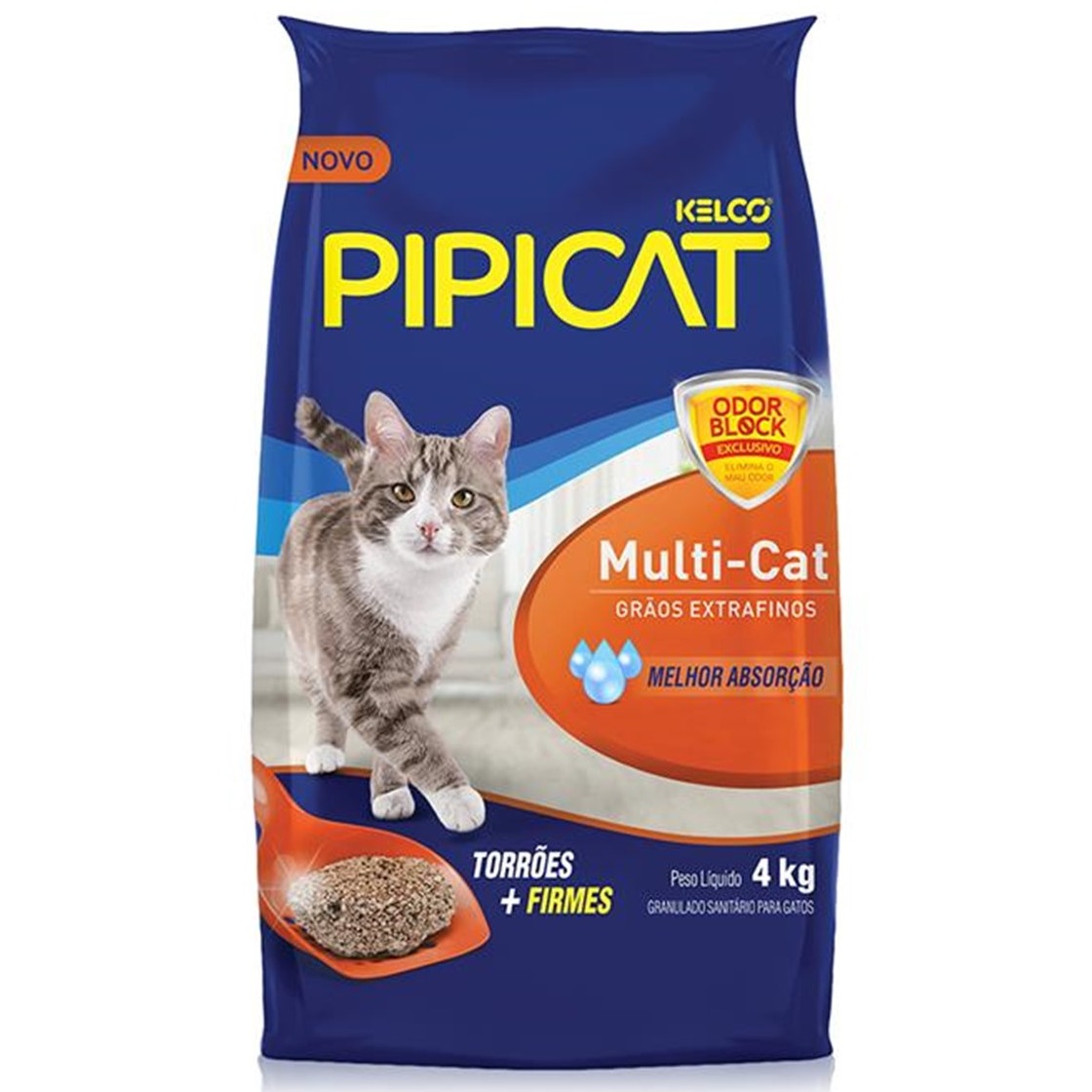 Areia Higiênica Pipicat Multicat para Gatos 4kg