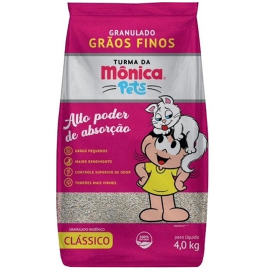 Areia Higiênica Granulado Sanitário Turma Da Monica Classico Para Gatos 4kg