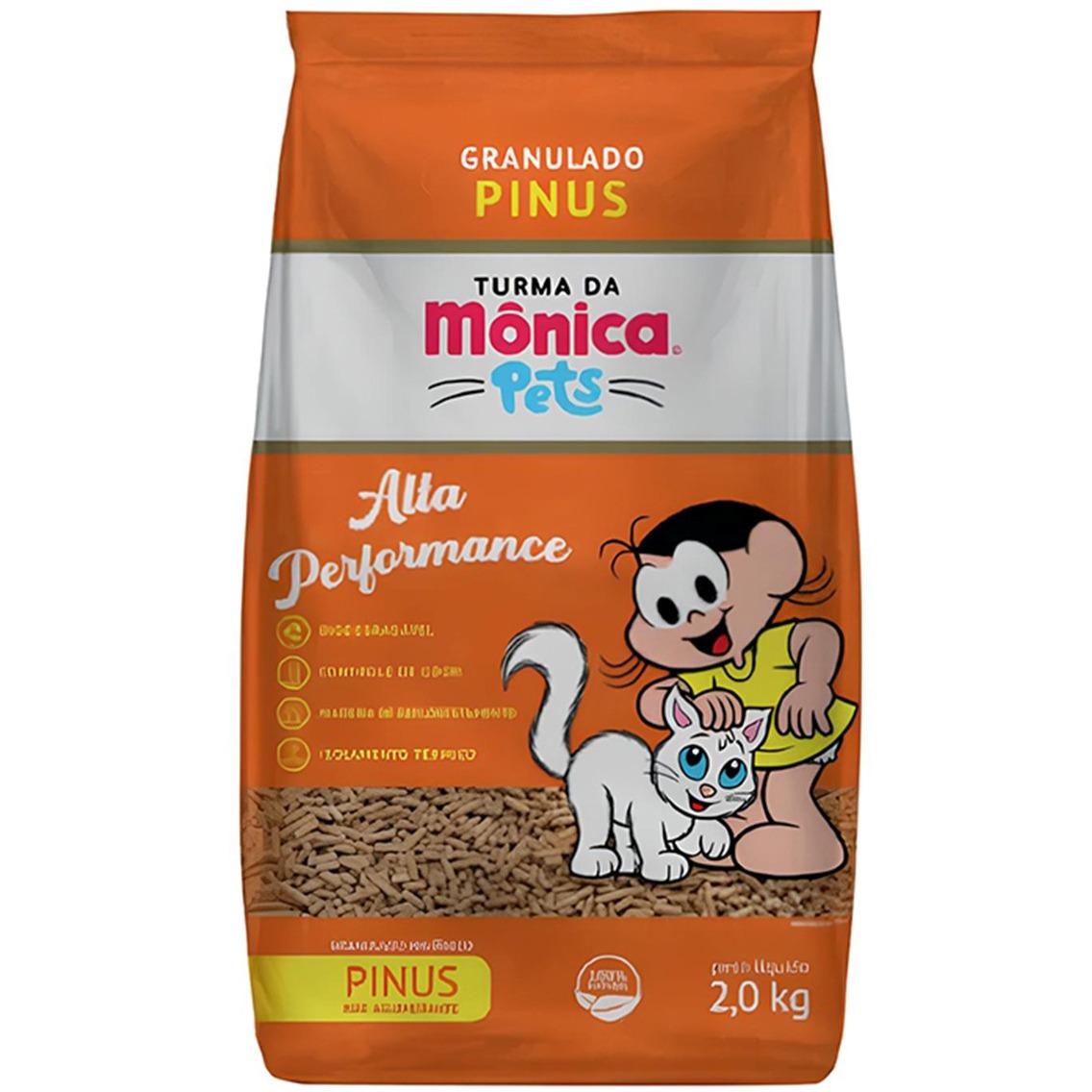 Granulado De Madeira Para Gatos Turma Da Mônica 2kg