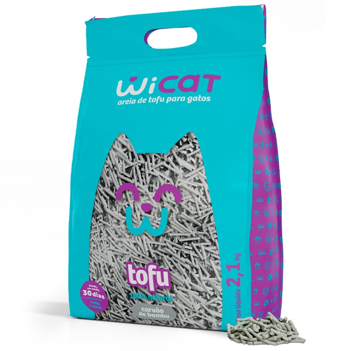 Granulado Higiênico WiCat Tofu Carvão de Bambu para Gatos 2,1kg