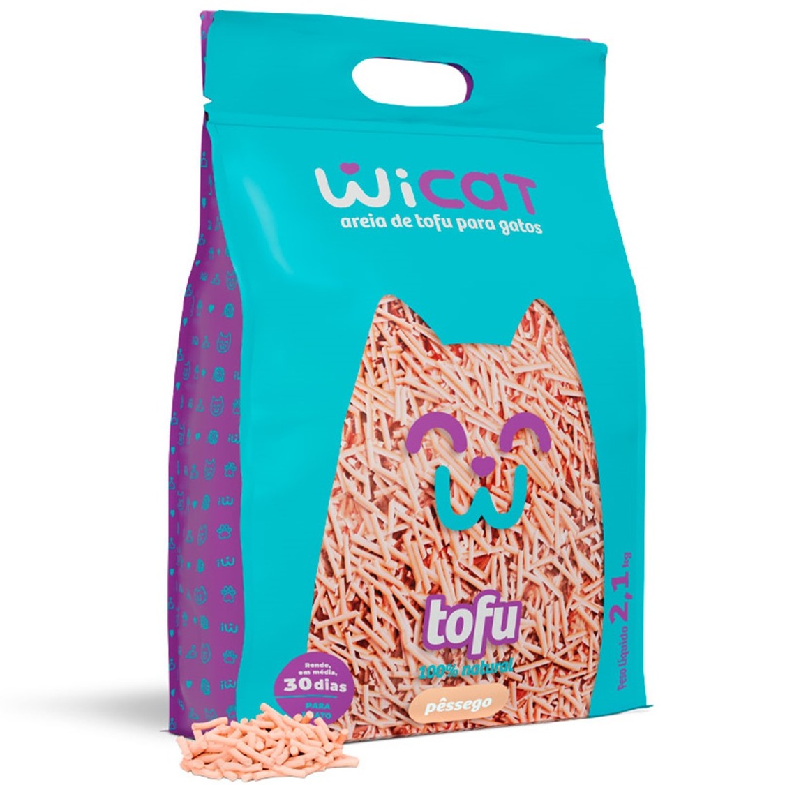 Granulado Higiênico WiCat Tofu Pêssego para Gatos 2,1kg