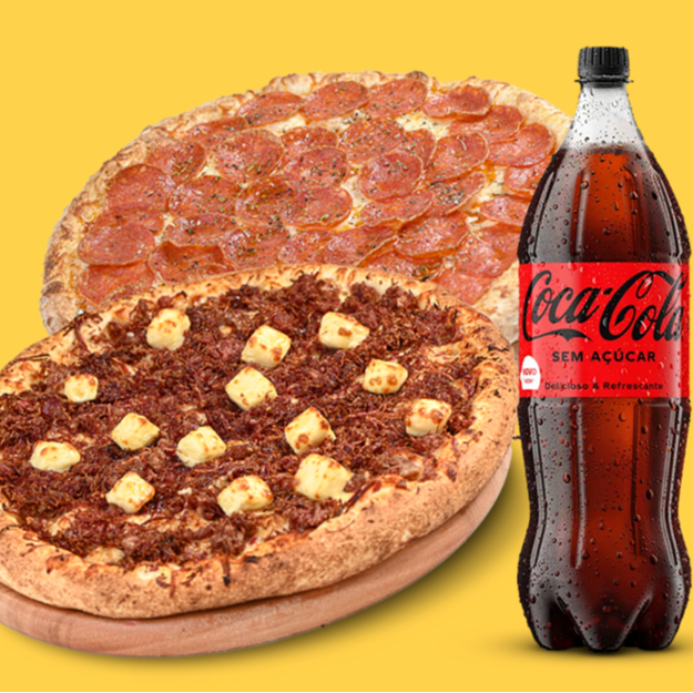 Pizza Média Salgada - 2 Sabores  (30cm) + Refri 1,5l