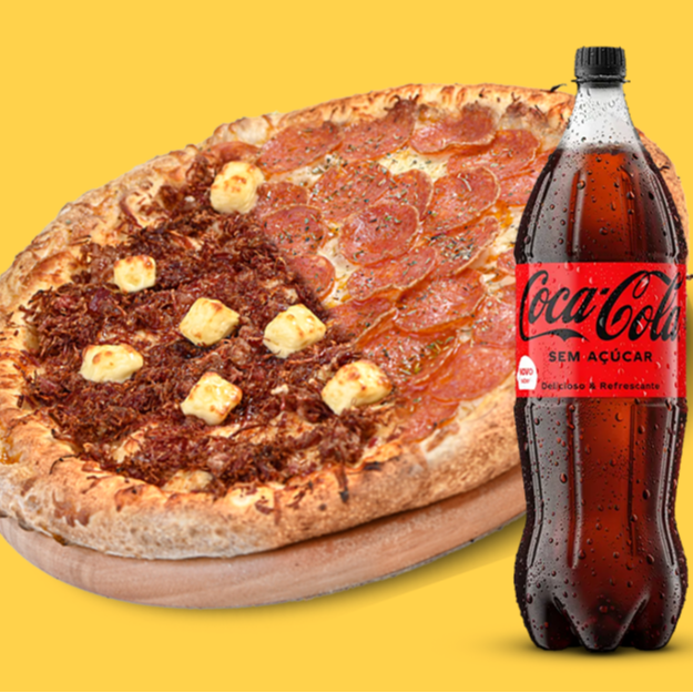 Pizza Salgada 2 Sabores - 40cm + Refrigerante 1,5l