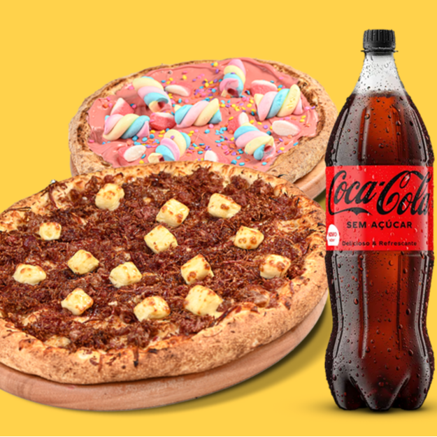 1 Pizza Salgada 40cm + 1 Doce 20cm + Refrigerante 1,5l