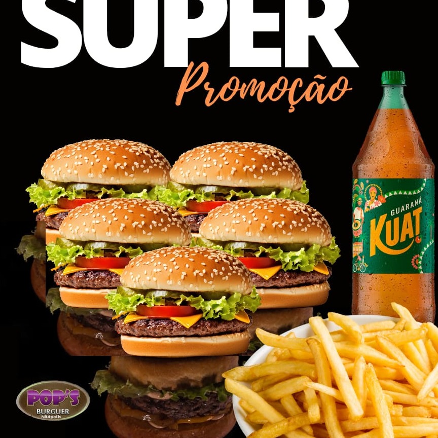 5 x  Burguer de carne, batata Média +  Refrigerante 2 litros