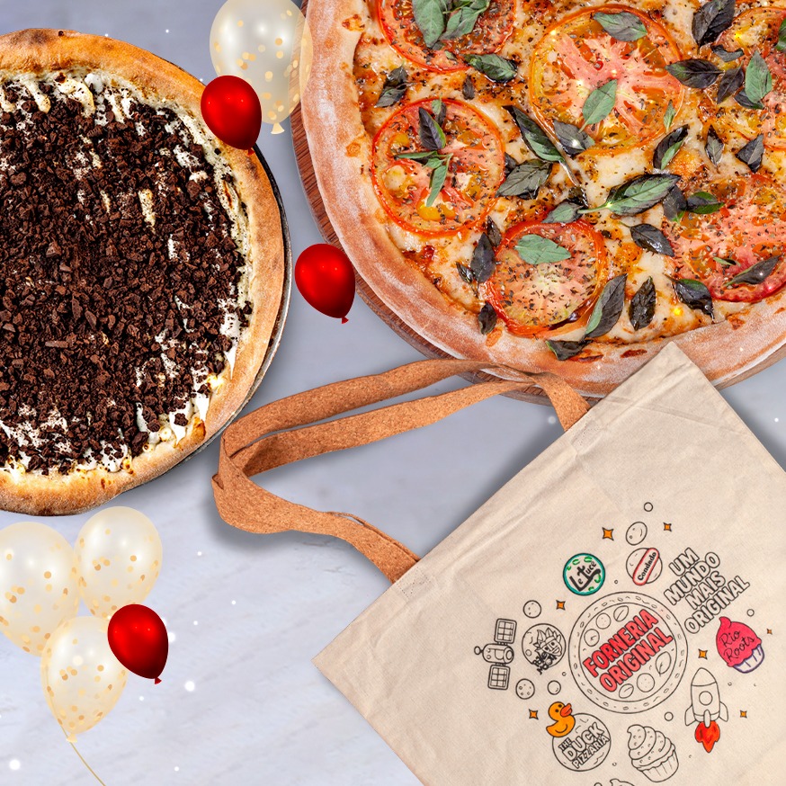 Combo de Aniversário com Nestlé: 1 Pizza Salgada 30cm + 1 Pizza doce 20cm + Brinde de aniversário