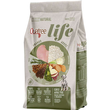 Ração Seca Quatree Life Frango e Arroz Cães Adultos Raças Médias e Grandes 15KG