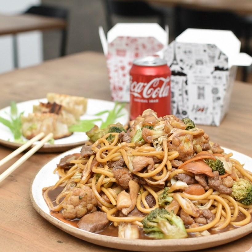 YAKISSOBA INDIVIDUAL + 3 GUIOZA + REFRIGERANTE LATA