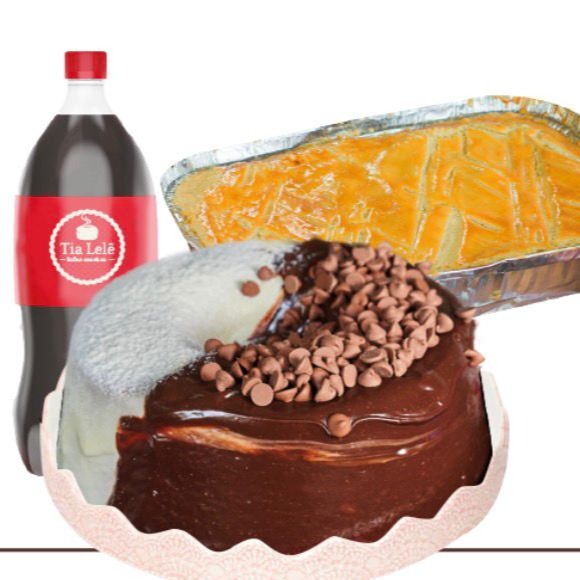 Kit Festa 5 - Confra - 1x Empadão de frango G, 1x Bolo Tradicional Grande e 1x Refrigerante de 2L
