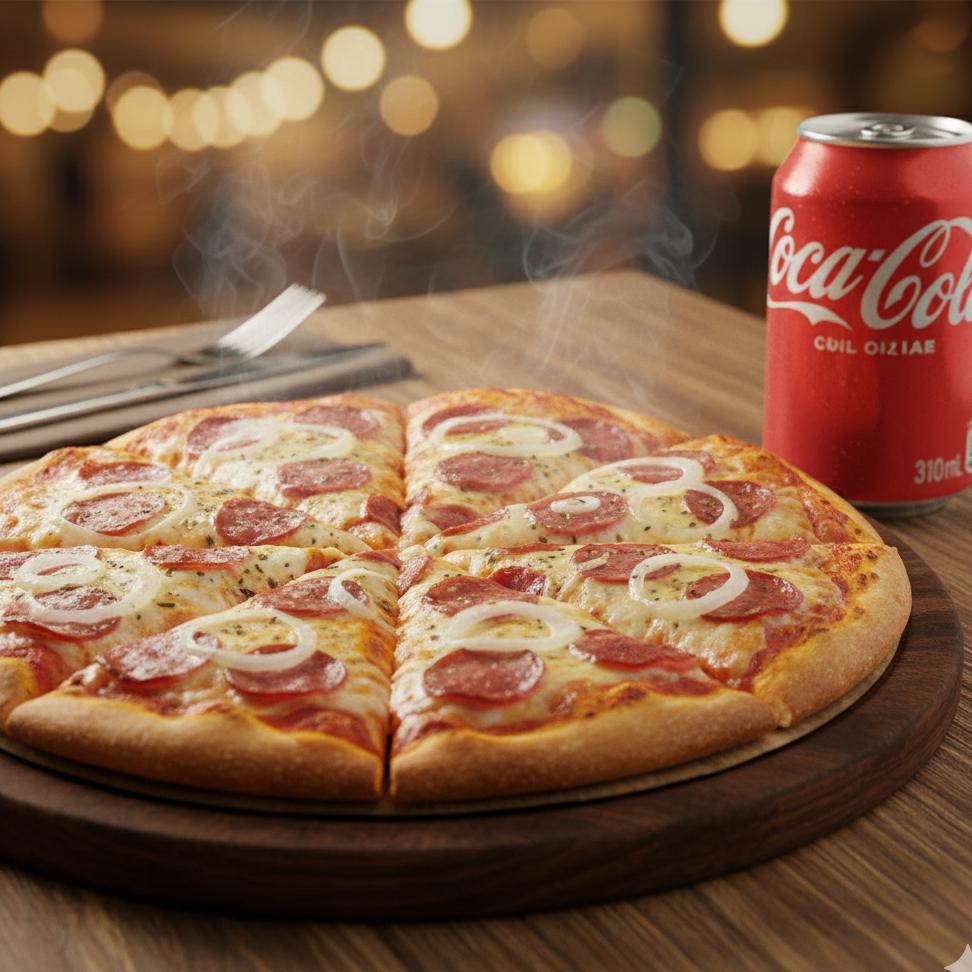 Pizza Calabresa (4fatias) + Coca Lata