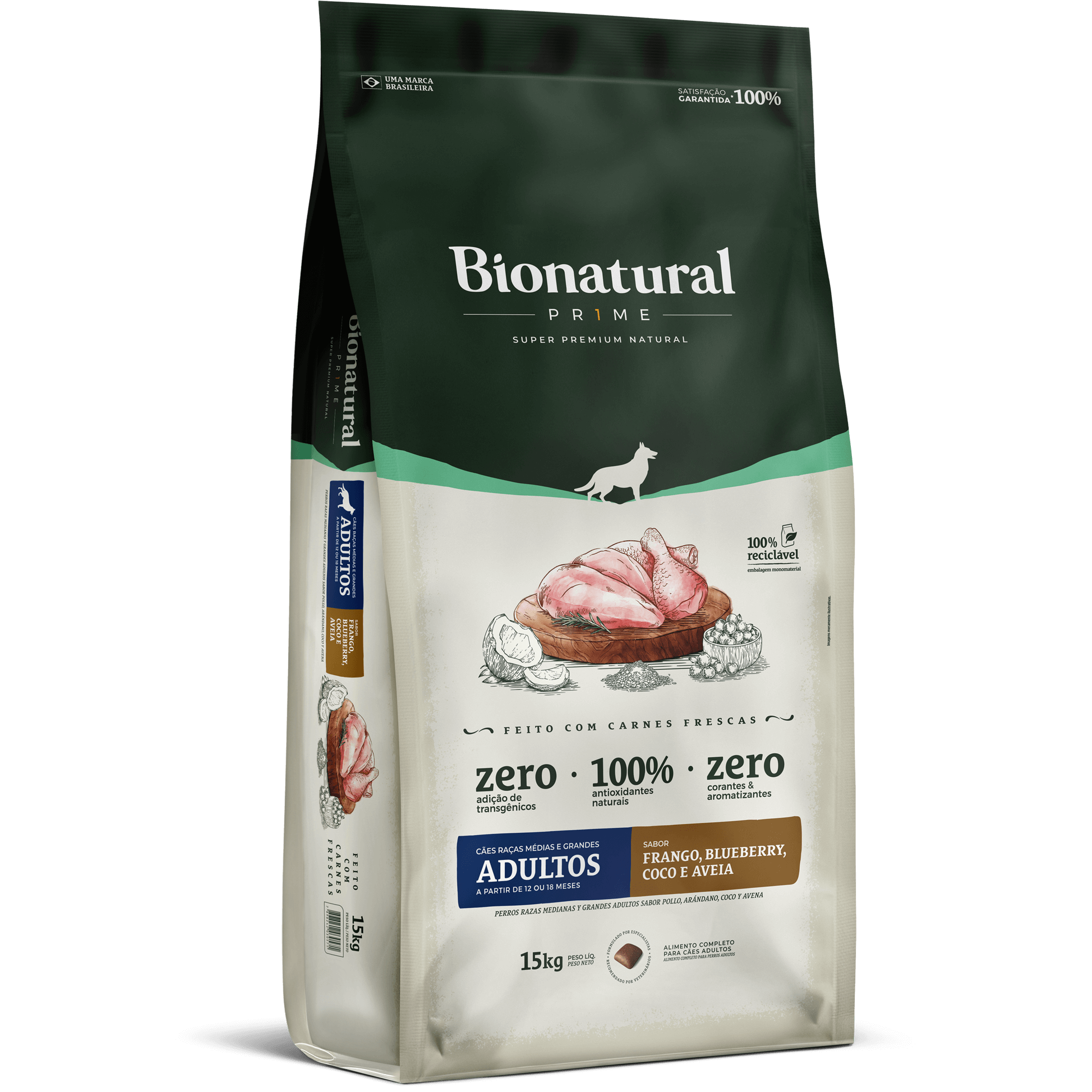 BIONATURAL CÃES RAÇAS MÉDIAS E GRANDES ADULTO FRANGO 15KG