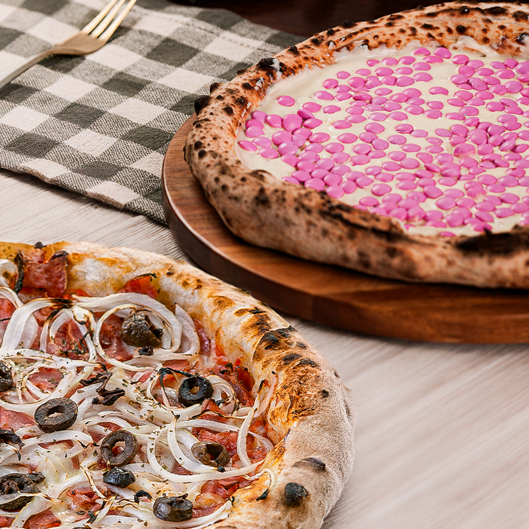 1 Grande Salgada + 1 Pizza Doce do Bem com 25% off