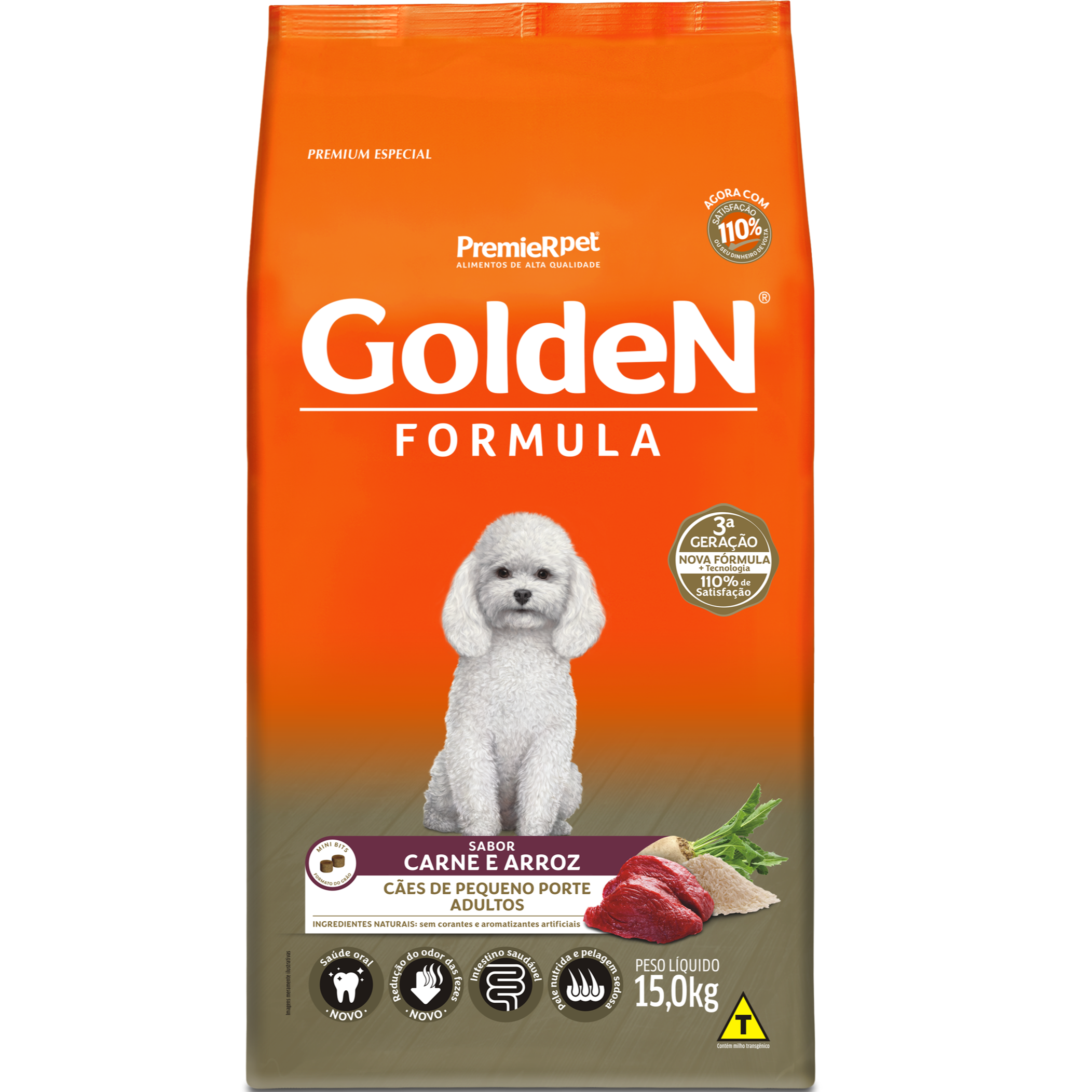 GOLDEN CÃES ADULTOS RAÇÃS PEQUENAS CARNE E ARROZ
