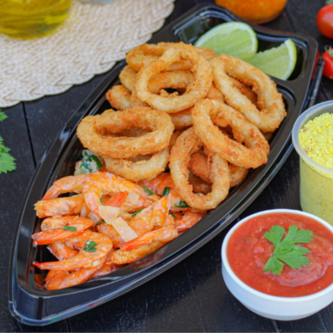 Barca Camarão Com Aneis de Cebola