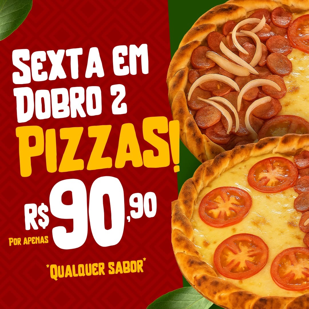 2 Pizzas Grandes por apenas R$90,90 – Qualquer Sabor