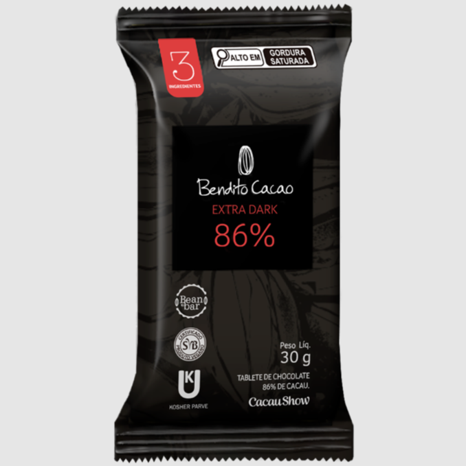 Tablete Bendito Cacao de Chocolate 86% Cacau 30g