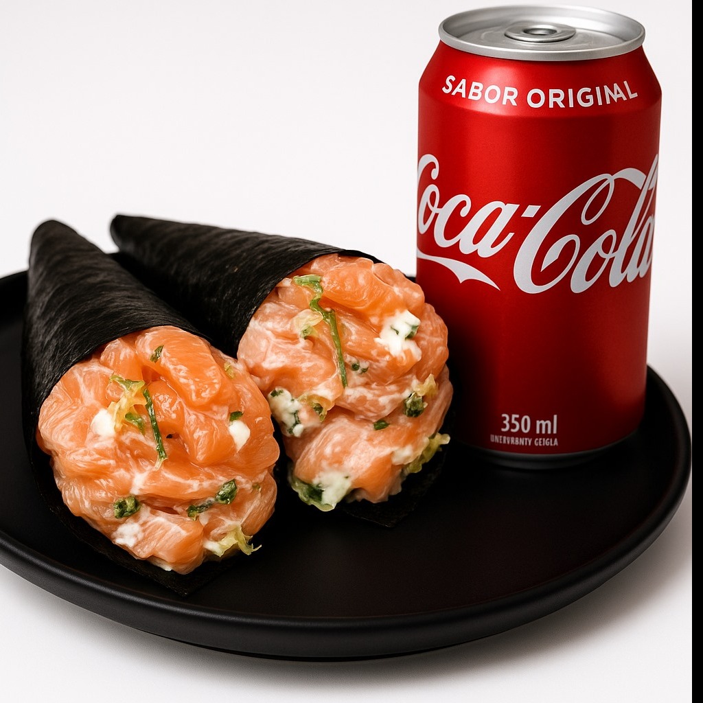 2 Temakis de Salmão Completo + 1 Coca Normal (350ml) 