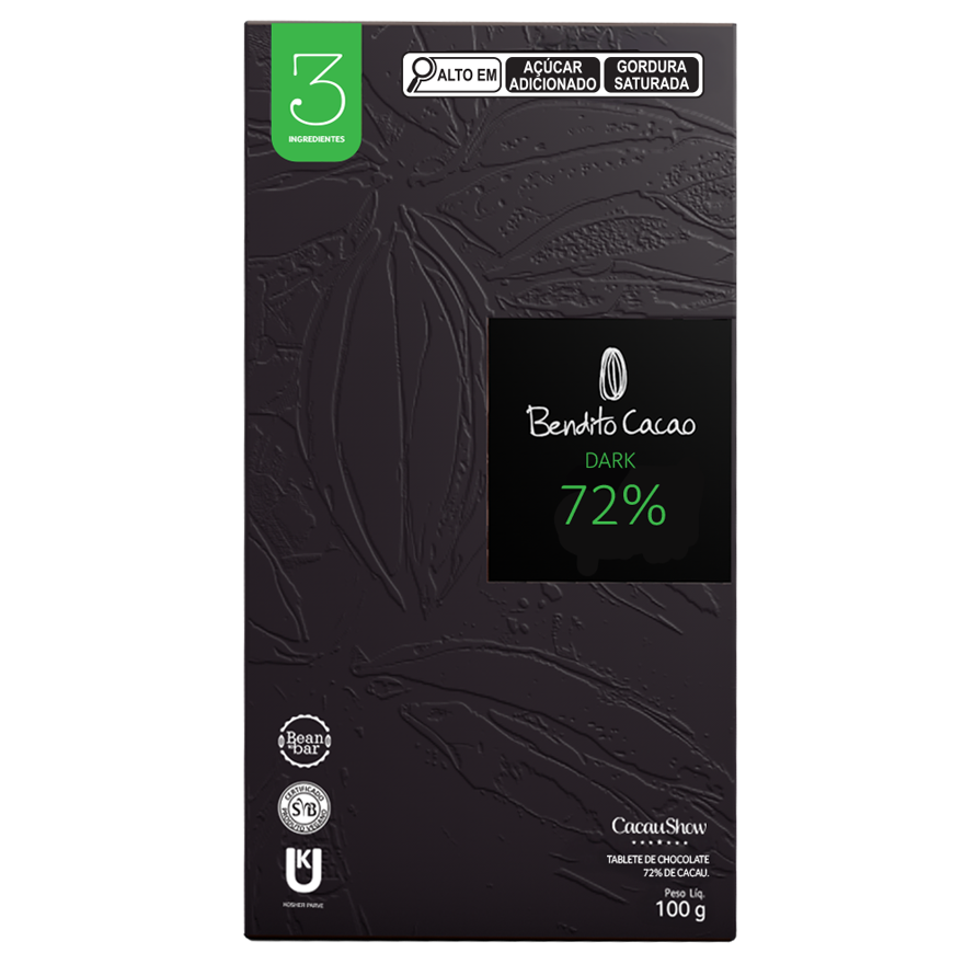 Tablete Bendito Cacao de Chocolate 72% Cacau 100g 