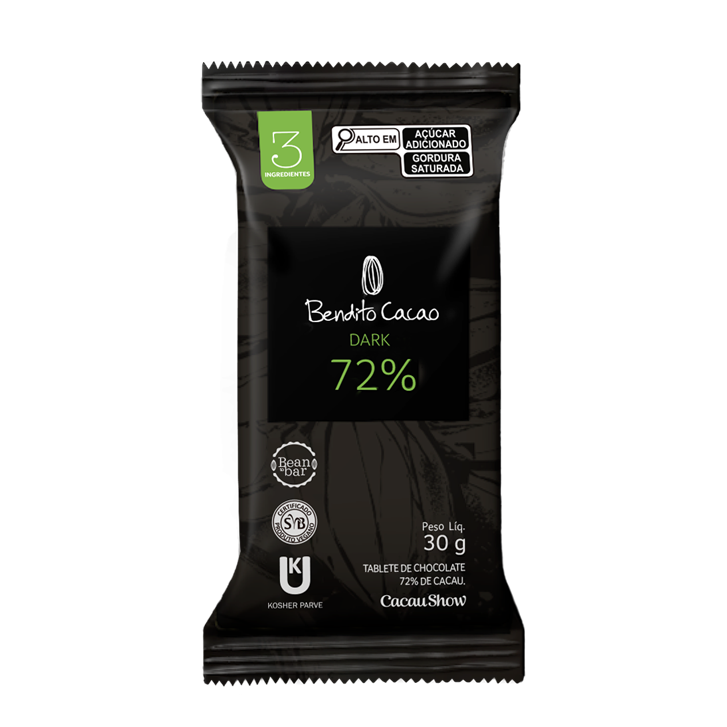 Tablete Bendito Cacao de Chocolate 72% Cacau 30g