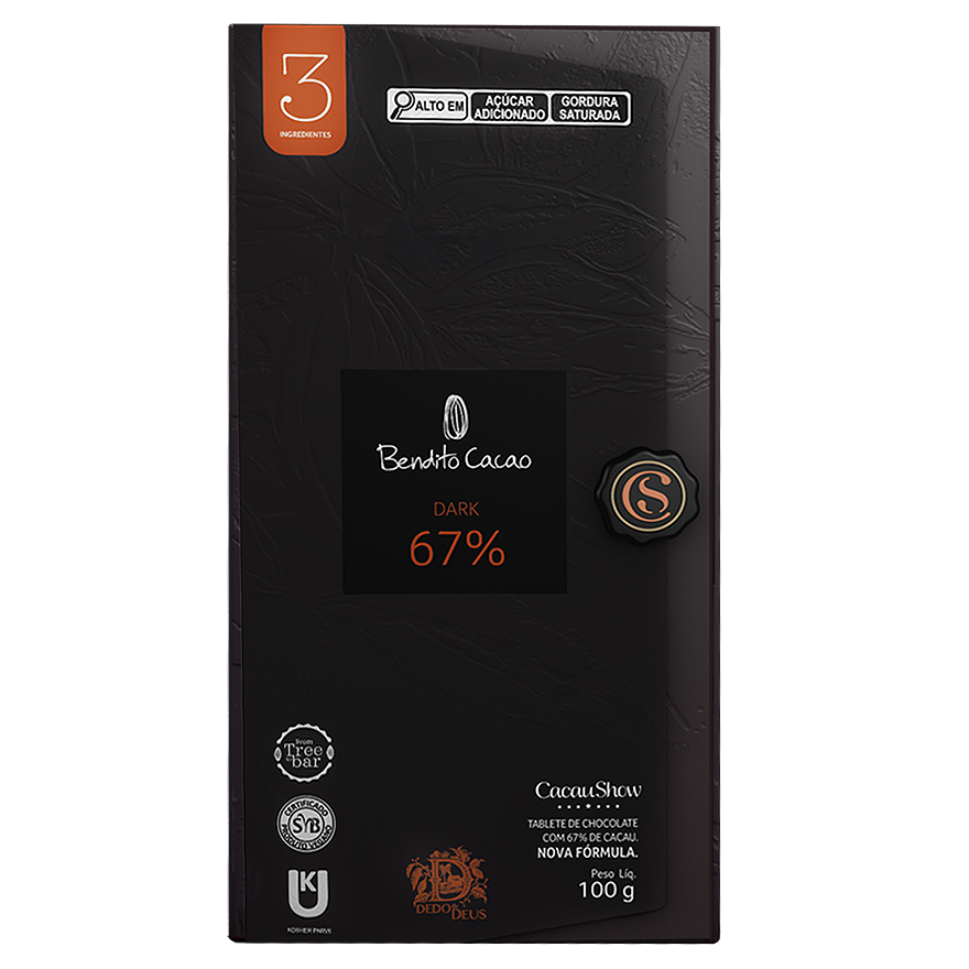 Tablete Dedo de Deus 67% Cacau 100g 