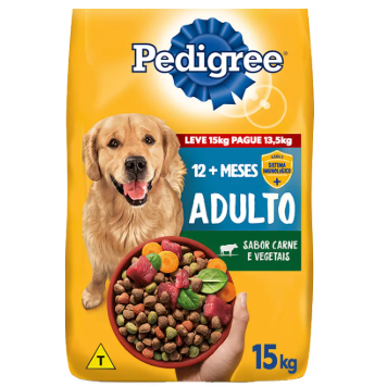 Ração Pedigree Cães Adultos Raças Médias e Grandes Carne e Vegetais Leve 15 kg