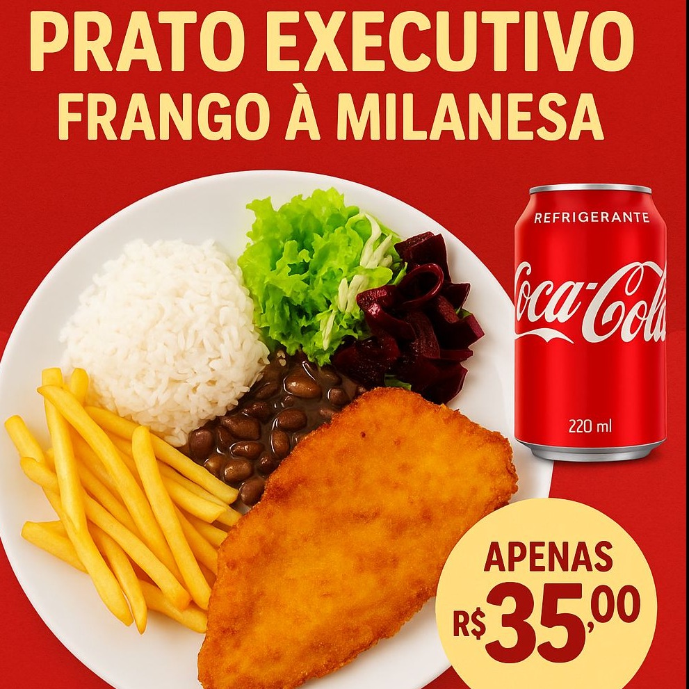 Combo Almoço de Frango a Milanesa+ refri mine .