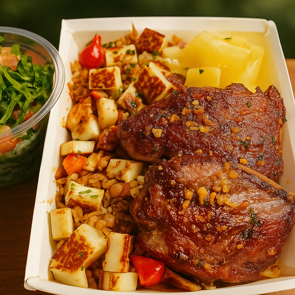 Baião arretado com picanha grelhada na brasa