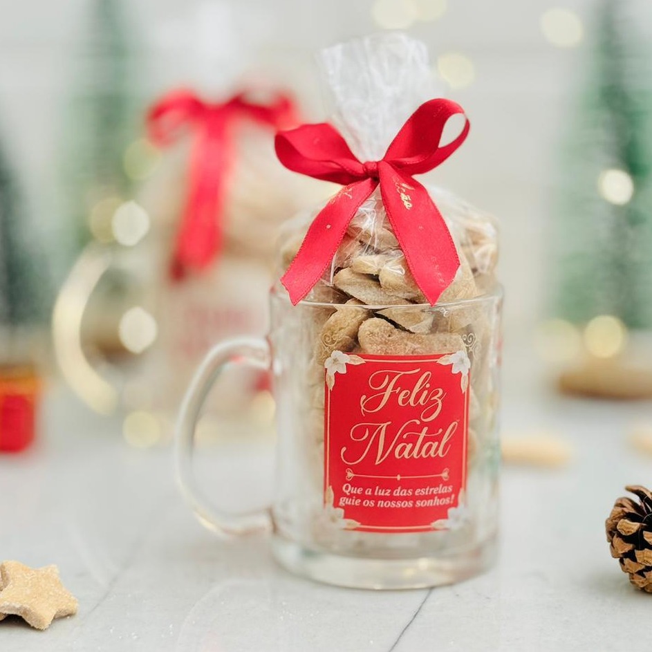 Caneca Natalina com Biscoito Quero Mais