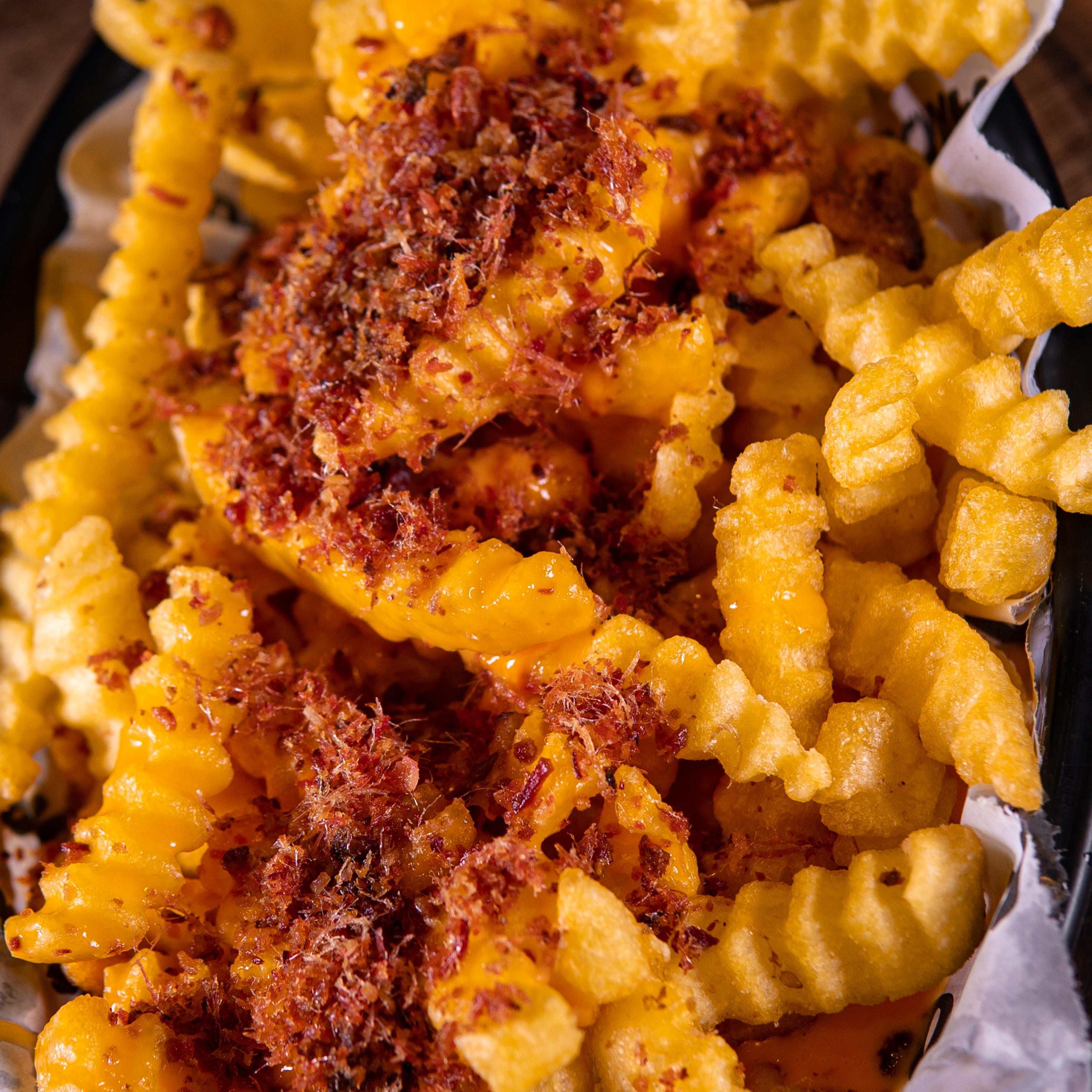 Fritas cheddar e bacon 