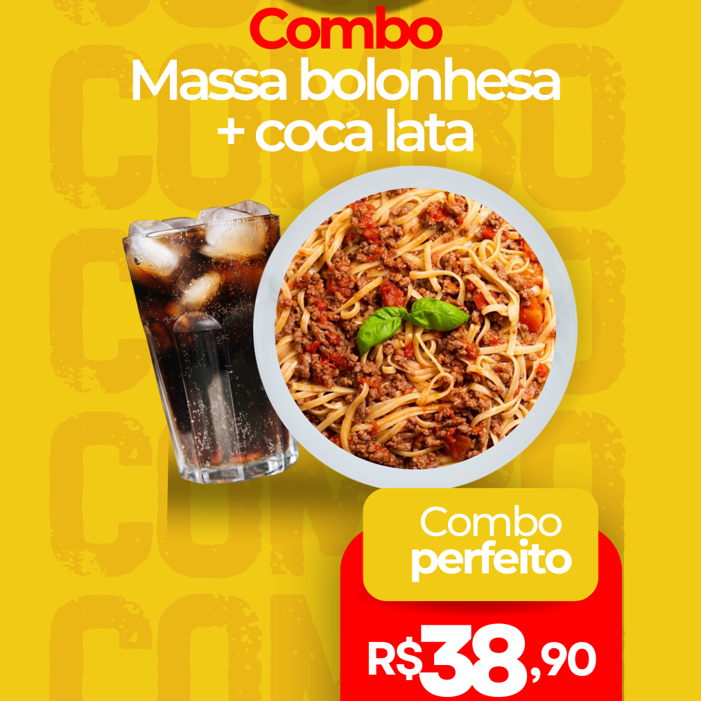 Combo Massa a bolonhesa  +coca lata 
