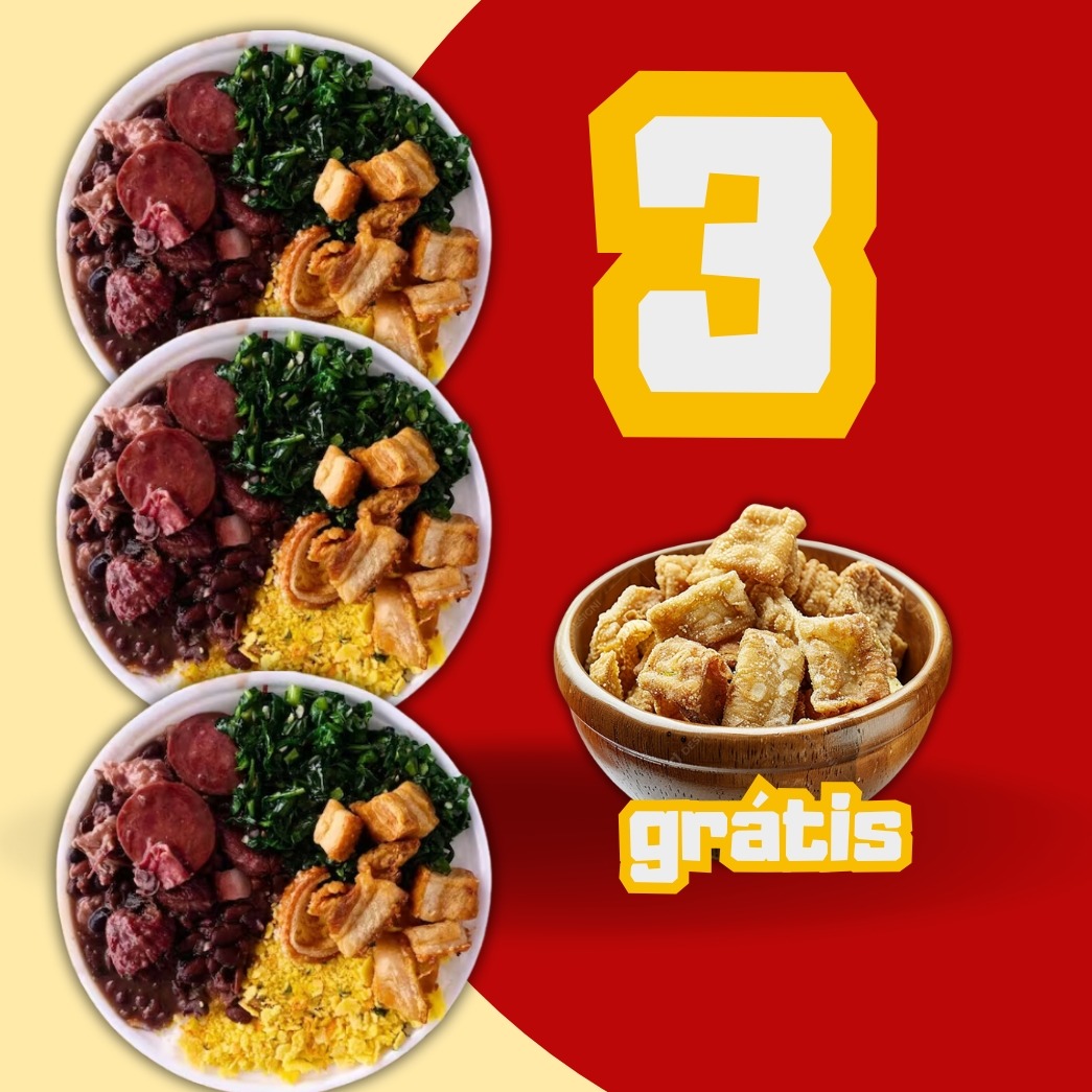 Compre 3 (três) Feijoada Redonda Simples e GANHE 1 TORRESMO GRÁTIS