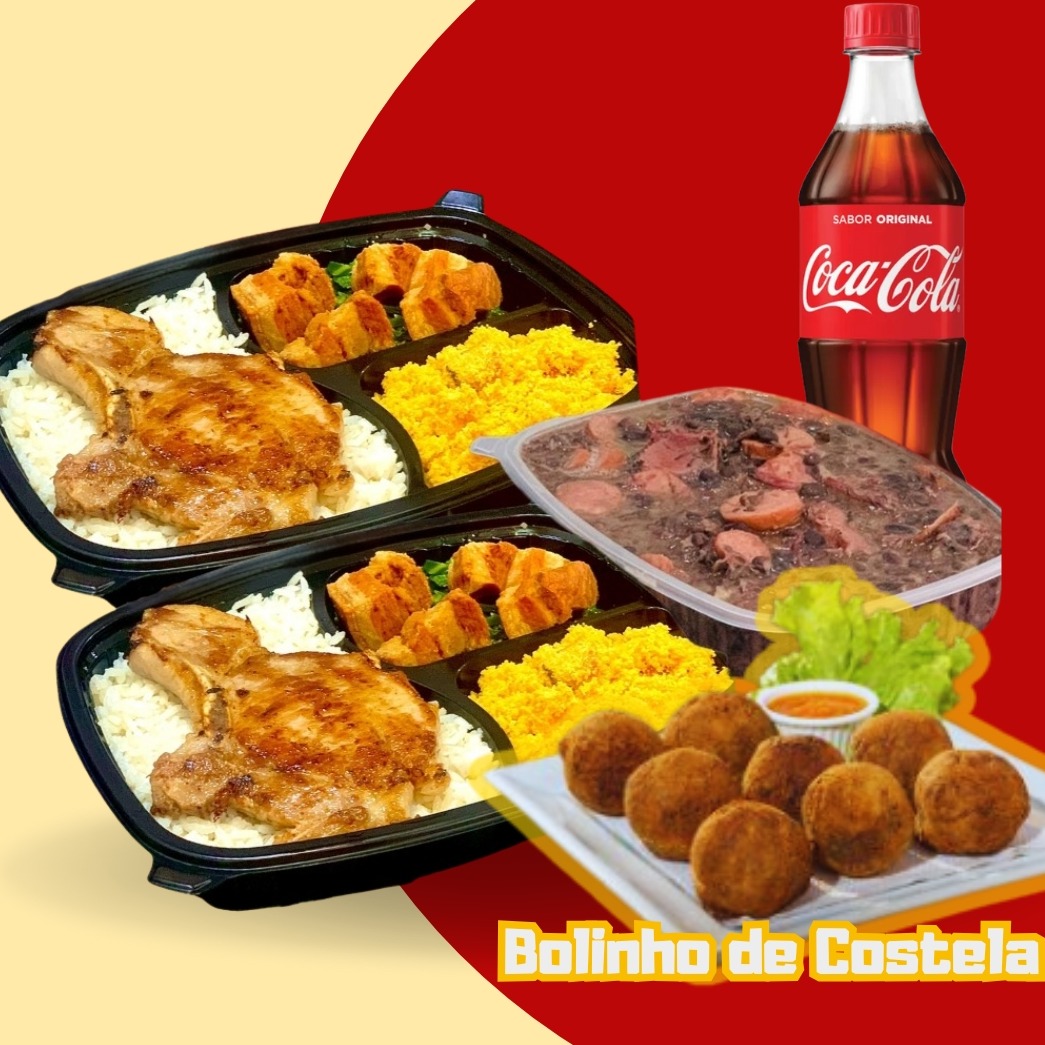 Feijoada Kit Médio (2 Pessoas) + Bolinho de Costela + 1 Coca-Cola 600ml