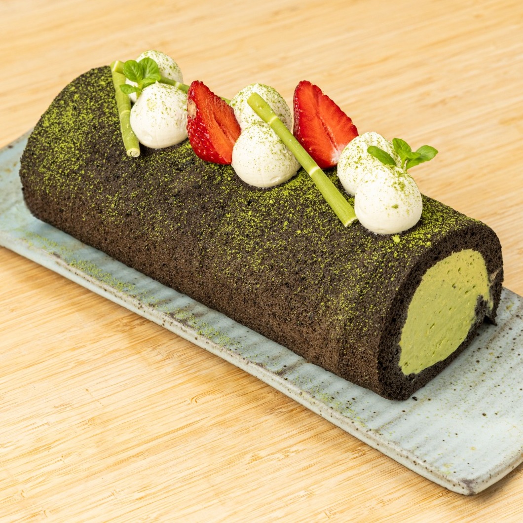 Roll Cake de Matcha (Natal)