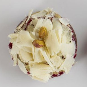 Tortinha de Pistache com geleia de frutas vermelhas 