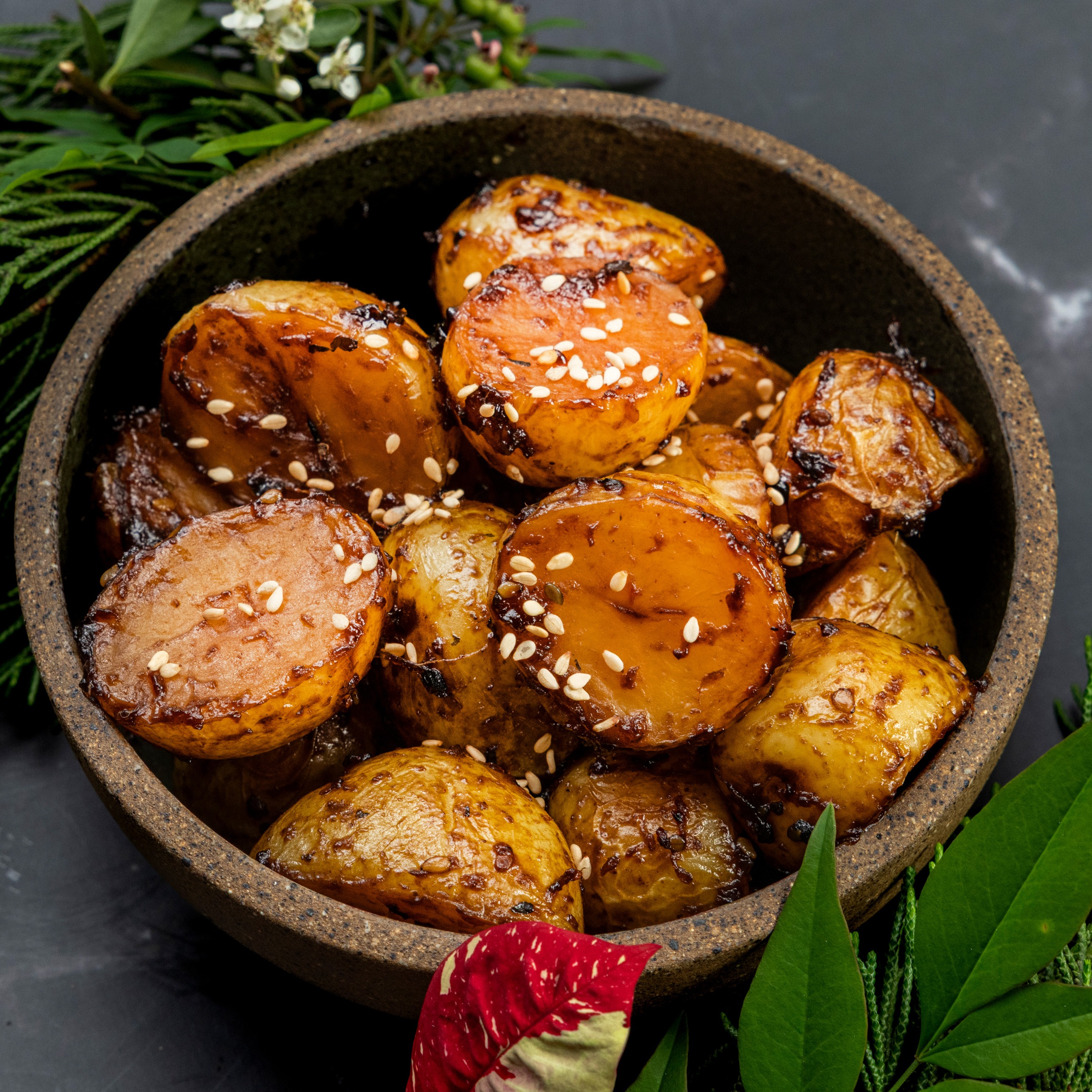 Batatinha Bolinha Assada ao molho oriental 