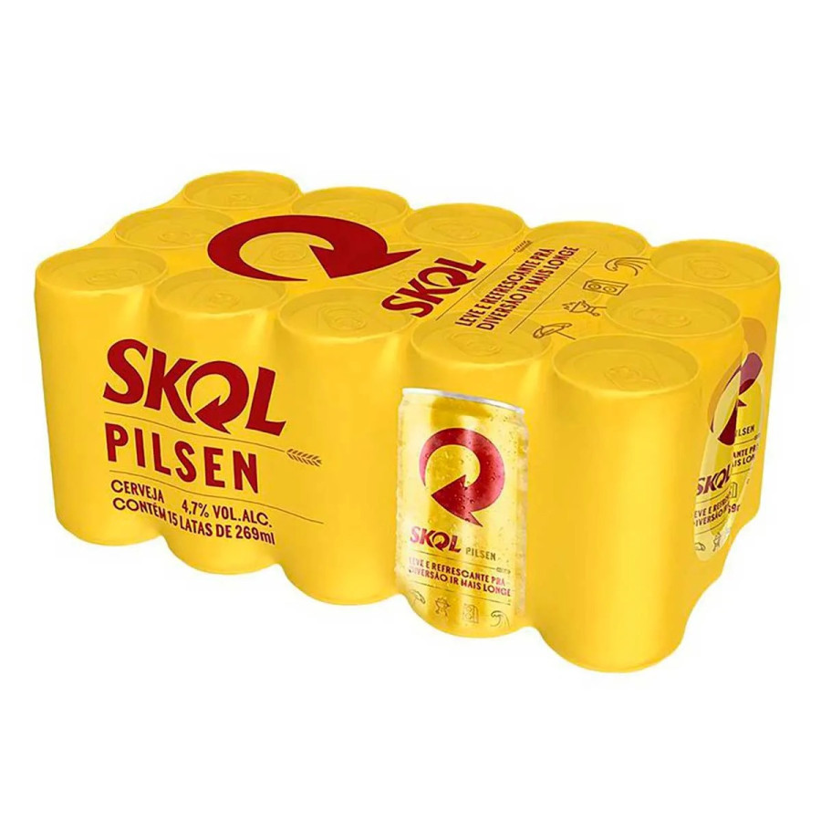 SKOL PILSEN LATA 269 ML - PCT COM 15 UND