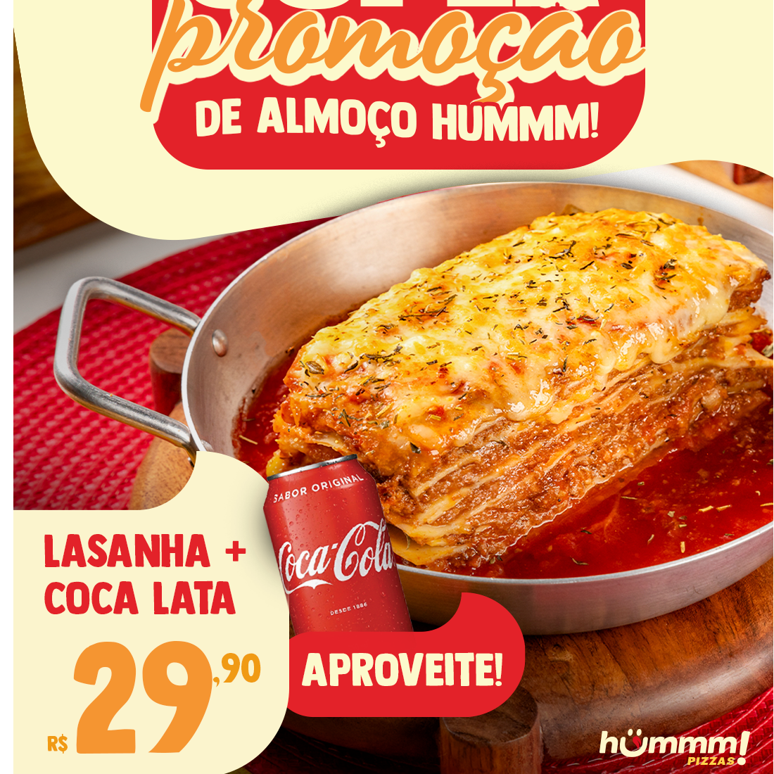 Lasanha Gratinada + Coca Coca  350 ml 